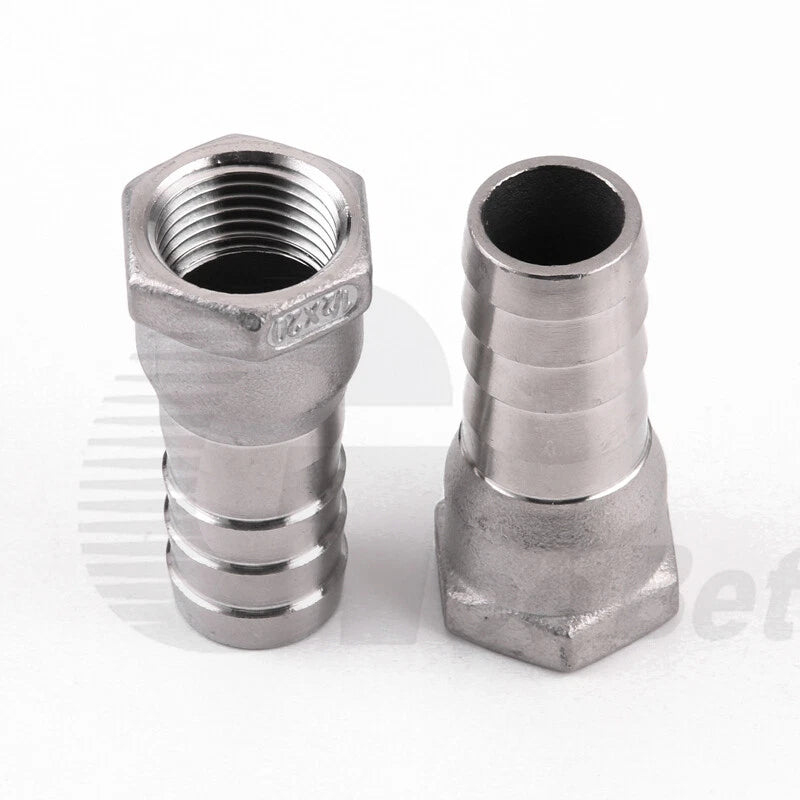 BSP Female Thread Barb Hose Tail Joiner — Stainless Steel Connector, 1/4" to 2"