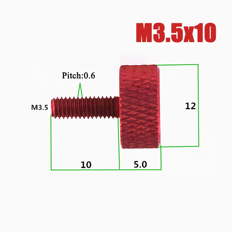 M3.5-M4 Aluminum Alloy Knurled Thumb Screws Hand Grip Knob Bolts 4.5mm-30mm