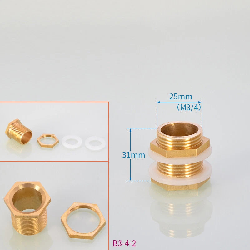 Brass Bulkhead Fitting — Tank Outlet Connector for Water Butts & Barrels | 1/2", 3/4", 1"