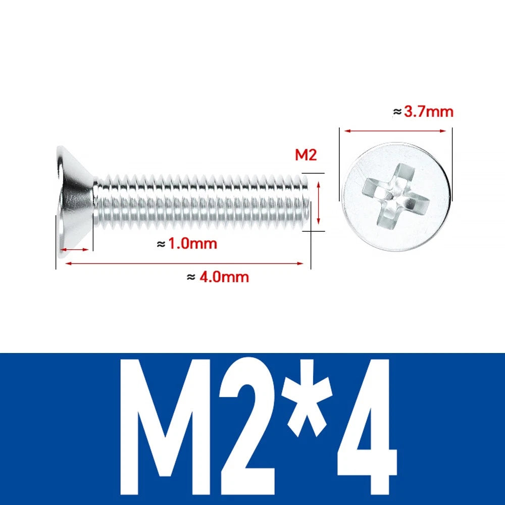 Countersunk Phillips Machine Screws – M2 to M12, White / Colour Zinc Plated, Carbon Steel