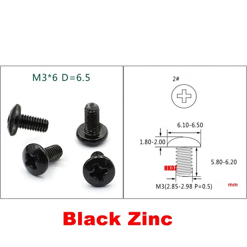 M2.3 M2.5 M3 Phillips Umbrella Head Machine Screws — Large Flat Head Bolts, Multiple Coatings - HomeDIYer