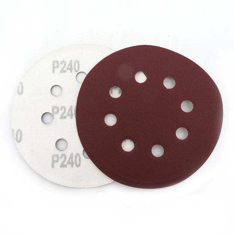 125mm 225mm Red Sanding Discs Hook Loop Sandpaper Pads 8 Hole Grit 40 - 2000