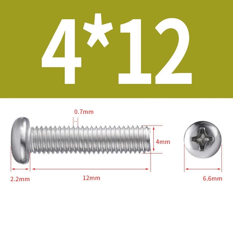 M3 M4 M5 Phillips Round Pan Head Machine Screws – 201 Stainless Steel, 6–30mm Lengths - HomeDIYer