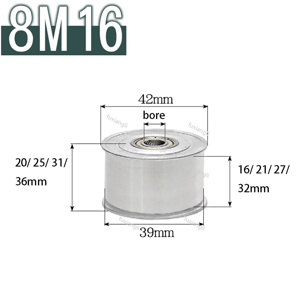 HTD-8M Timing Belt Drive Tensioner Pulley Width 16/21/27/32/42mm Idler Pulleys
