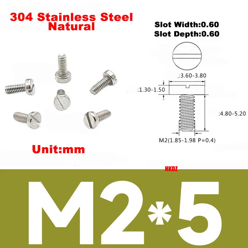 M1.2–M6 Slotted Cheese Head Machine Screws — Carbon Steel, Multiple Coatings