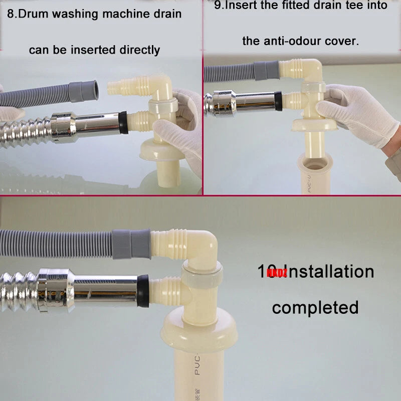Washing Machine Drain Hose Connector — Tee, Elbow, Straight & Triple Fittings for Sink & Basin