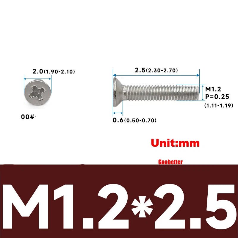 304 Stainless Steel Phillips Flat Head Machine Screws M1–M6 | Countersunk Bolts - HomeDIYer