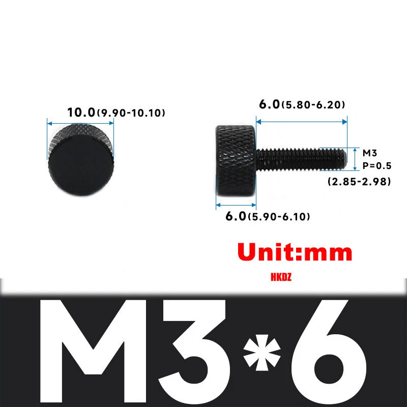 Aluminum Alloy Knurled Thumb Screws M3 M4x6~16mm DIY Hand Tighten Grip Knob Bolt