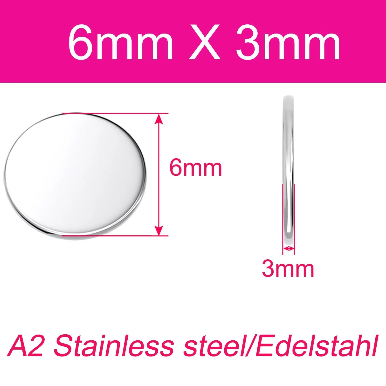 Round Plate A2 Stainless Steel Sheet Plate Thick 1/1.5/2/2.5/3/4/5mm Dia 6-80mm