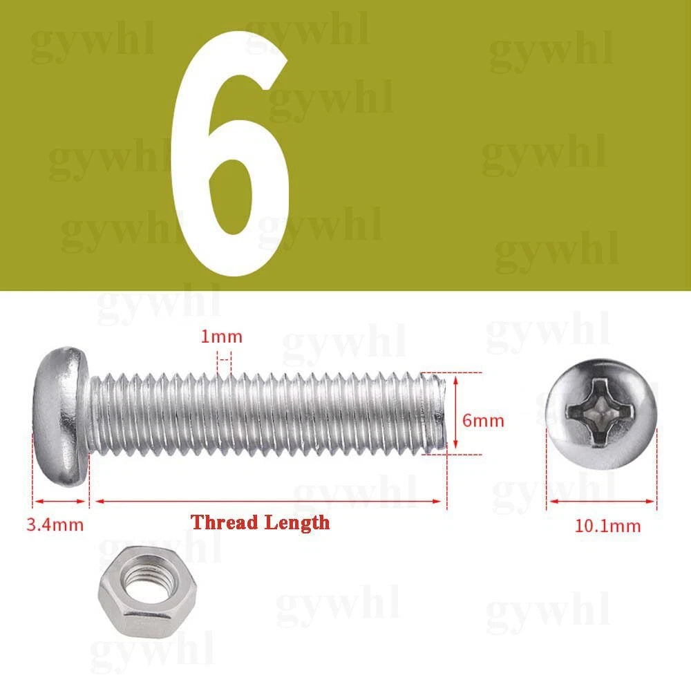 A2 Stainless Steel Pan Head Phillips Machine Screws + Nuts Set – DIN 7985, M2 to M10 (3–100mm Lengths)