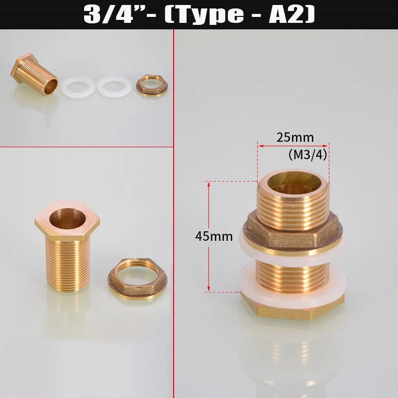 BSP Female Male Thread Water Tank Connector Bulkhead Hose Fitting 1/2" 3/4" ~ 2"