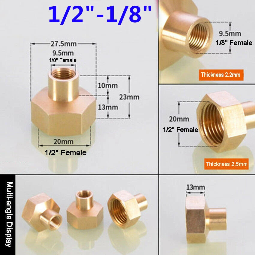 Female Thread Brass Coupling Adapter — Straight & Reducer Pipe Fittings