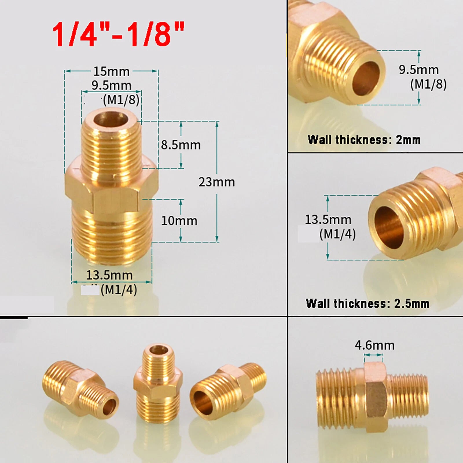 Brass Hex Nipple BSP Male to Male Pipe Fitting — Equal & Reducer