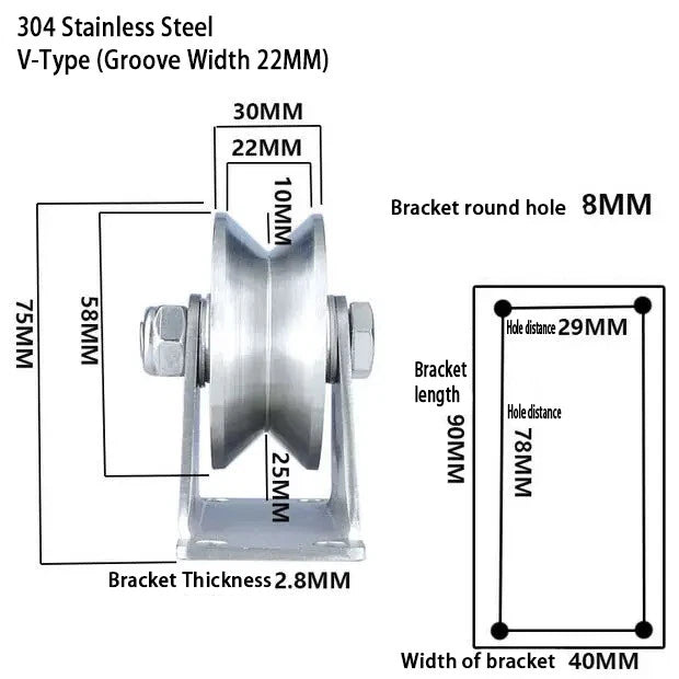 V/U/H Typ Single Wheel Pulley Block Sliding Gate Rollers Heavy Duty Caster Wheel