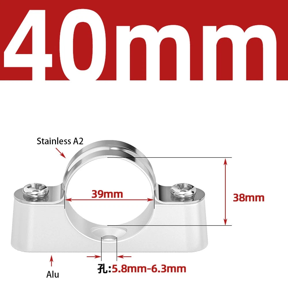 Stainless Steel Pipe Clamp Mount Support Brackets — Wall Fixing Base Fittings