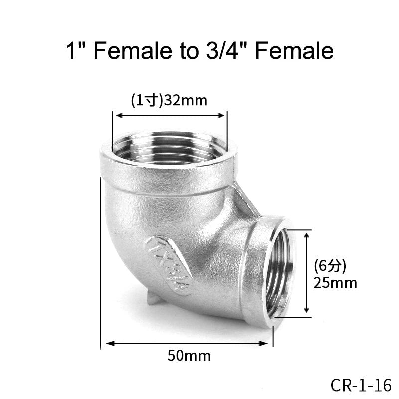 Stainless Steel BSP Reducer 90° Elbow Fittings — 1/8" to 1" Male & Female