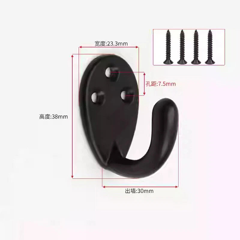 Double Hat Coat Hooks Hanger Door Wall Cloth Towel Holder Organiser Rack Robe