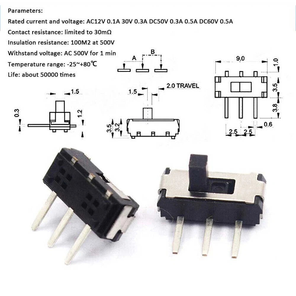 Miniature Slide Toggle Switch — 2/3-Position, Single/Double Row, Vertical & Horizontal, Through-Hole & SMD