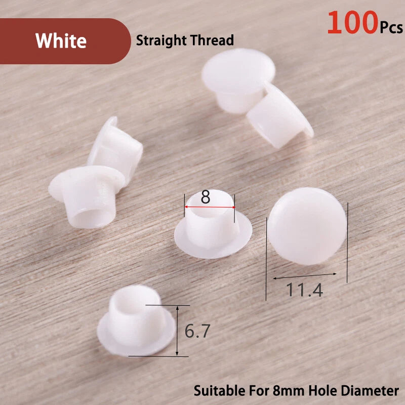 Plastic Screw Hole Cover Caps – For 5mm to 16mm Holes (100-Pack) – Multiple Colors
