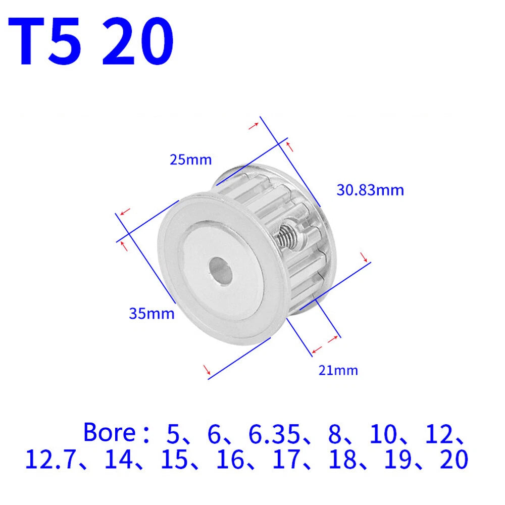 T5 12T-60T Timing Belt Pulley Pitch 5mm AF-type With Keyway Teeth Width 21mm
