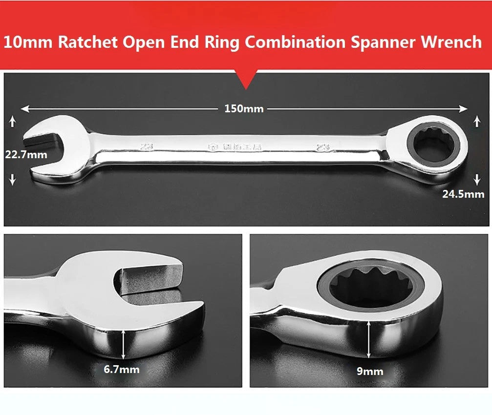 Ratchet Open End Ring Combination Spanner Wrench Set Automotive Tool 6mm-24mm