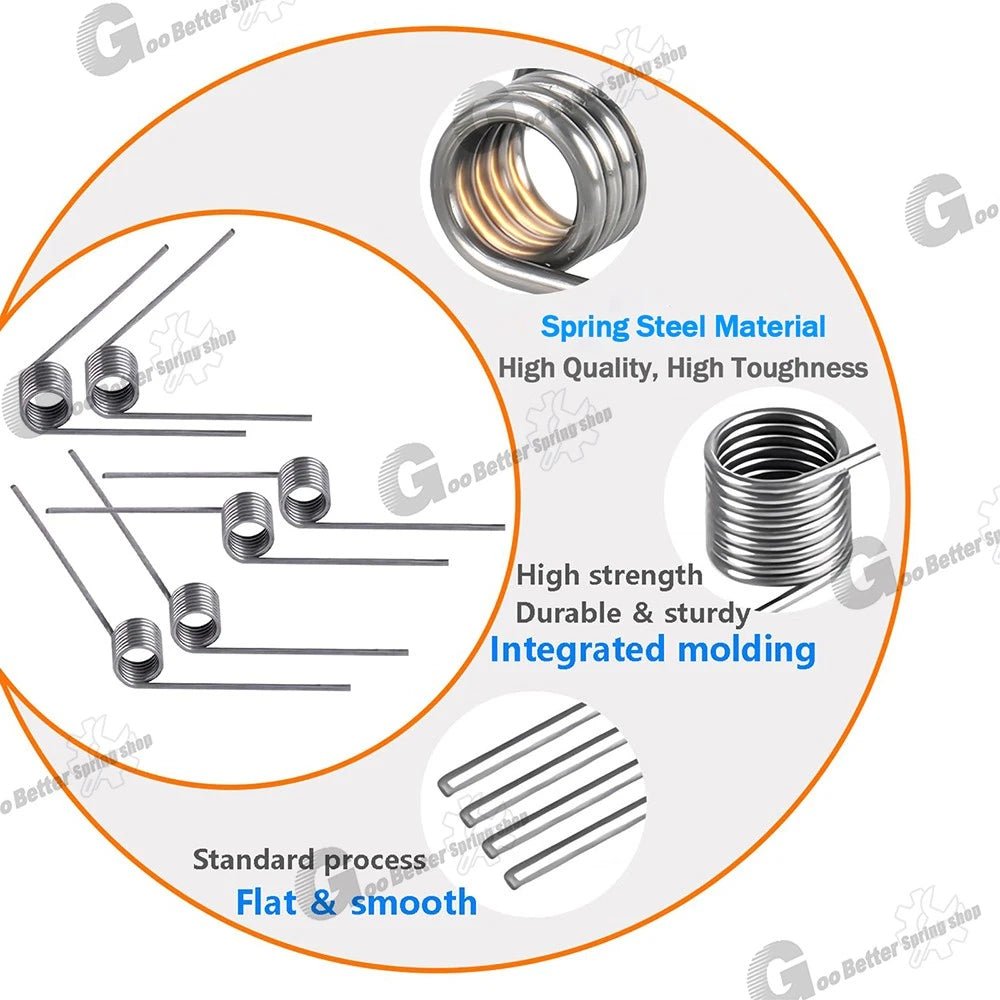 Torsion Spring 3 - 9 Coil (10 pcs), 1mm Wire dia, 5 ~ 12mm OD, Left spring Steel - HomeDIYer