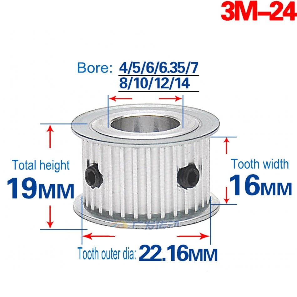 3M Timing Belt Pulley 12T-120T Synchronous Wheel Sprocket For 15mm Width Belt