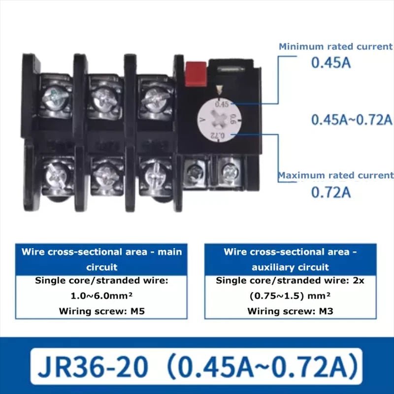 Thermal Overload Relays 0.32Amp - 160Amp For 3 Phase Motor Protector JR36 Series - HomeDIYer