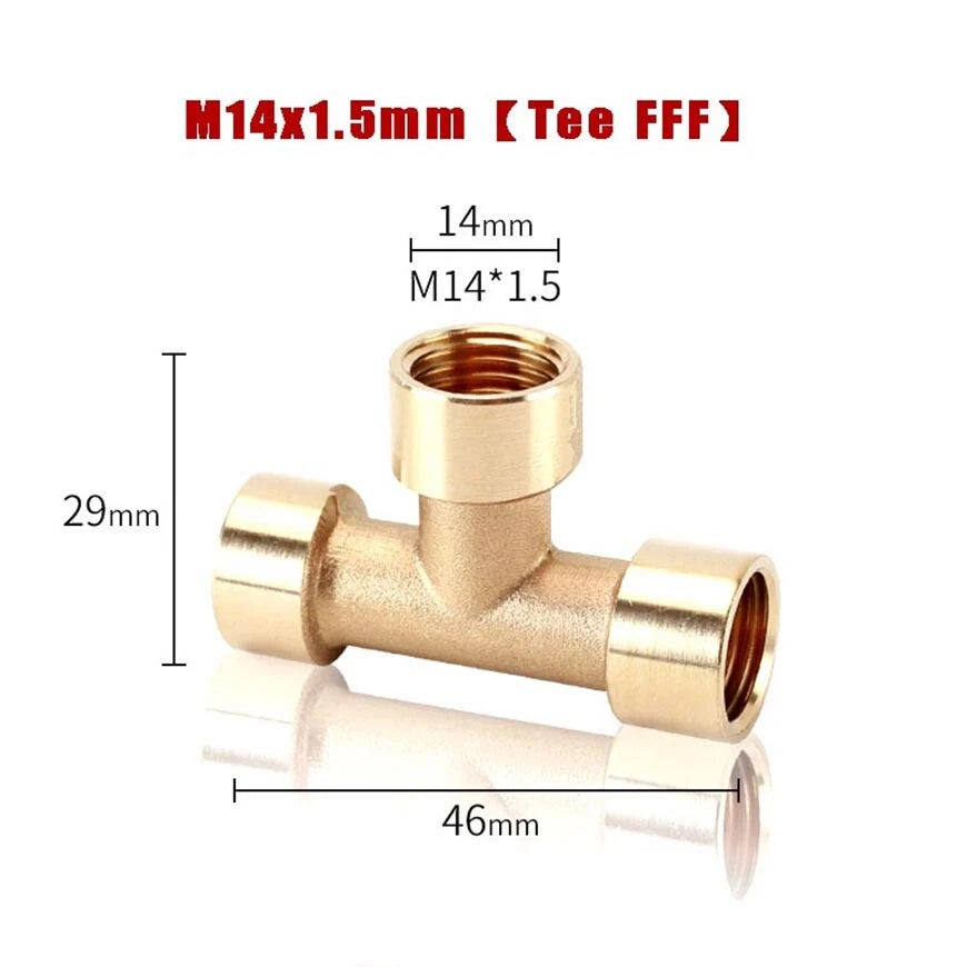 M14x1.5mm & M22x1.5mm Brass Pipe Fittings — Straight, Elbow, Tee, Cross, Coupler Adapters