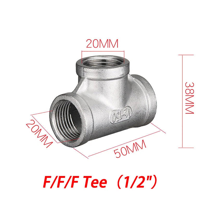 BSP 304 Stainless Steel Pipe Fittings — Elbow, Tee, Nipple, Cross, Bush, Cap (1/2" & 3/4")