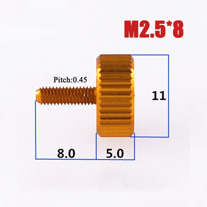 M2–M6 Aluminum Alloy Knurled Thumb Screws | Hand-Tighten Knob Bolts, 10 Colors