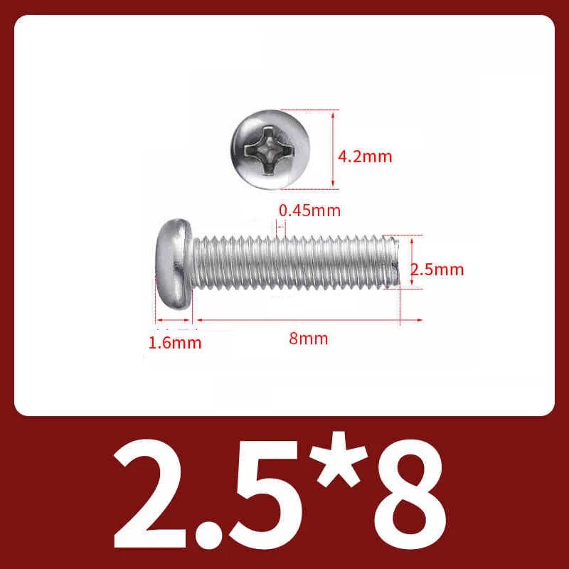 M2.5 Pozi Pan Head Machine Screws A2 Stainless Steel — Multiple Lengths - HomeDIYer