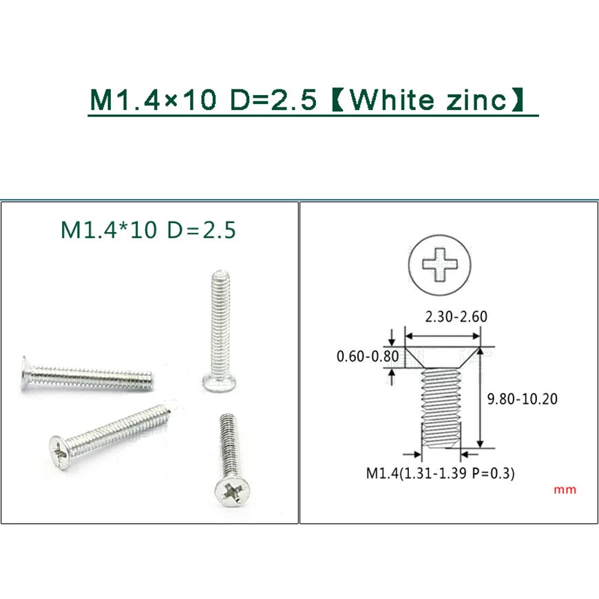M1–M1.8 Phillips Countersunk Flat Head Machine Screws – Carbon Steel or 304 Stainless, Multiple Finishes