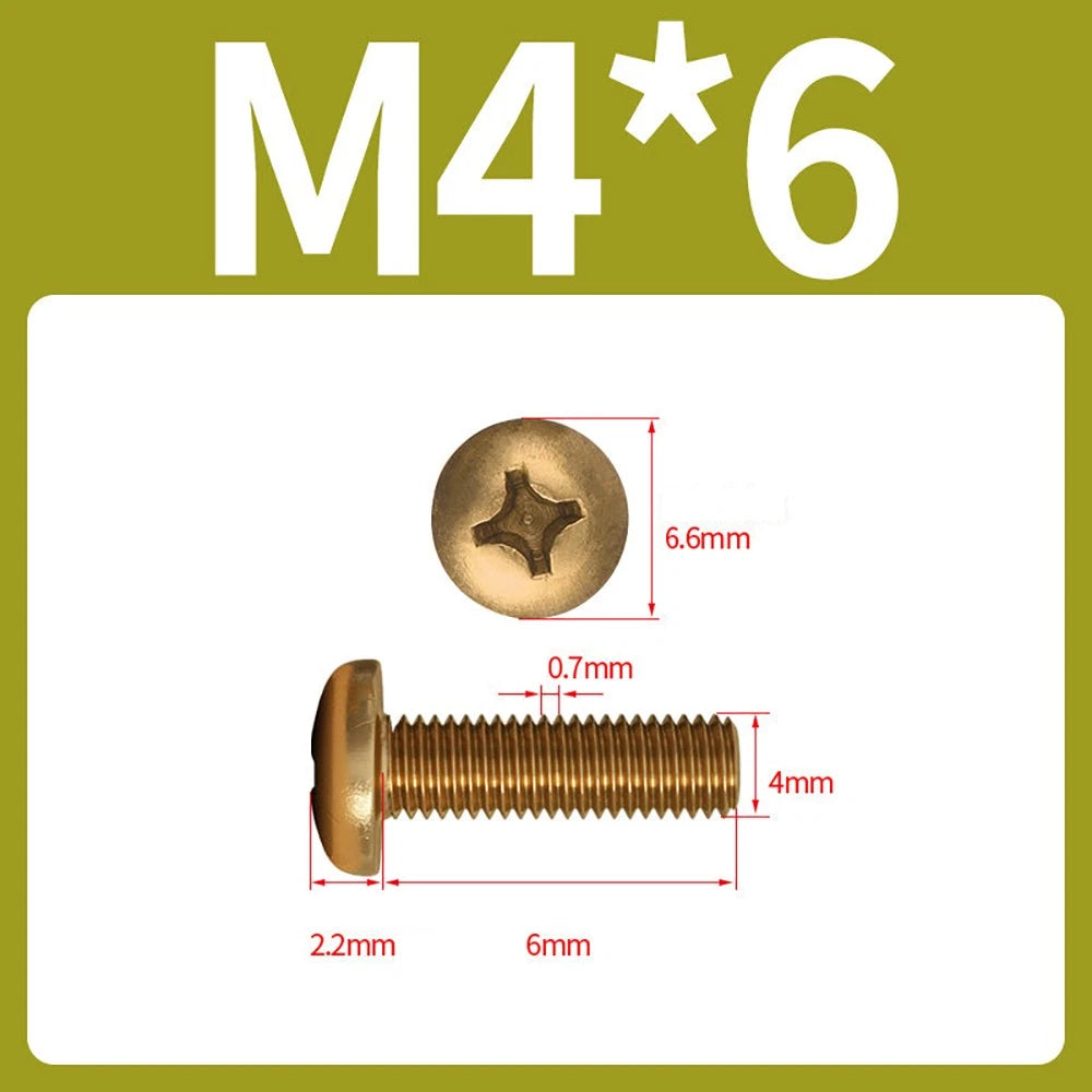 M4 M5 Solid Brass Pan Head Phillips Machine Screws — Multiple Lengths