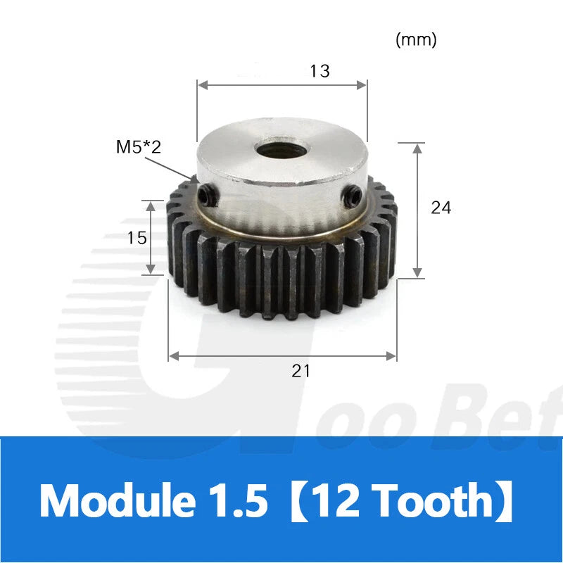 Spur Gear C45 Steel Mod 1.5 with Hub 12-60 Tooth Motor Pinion Hardened Precision