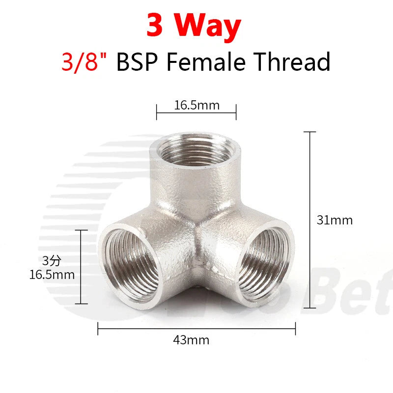 BSP Female Stainless Steel Pipe Fitting — 3/4/5-Way Adapter, 1/4" to 2"