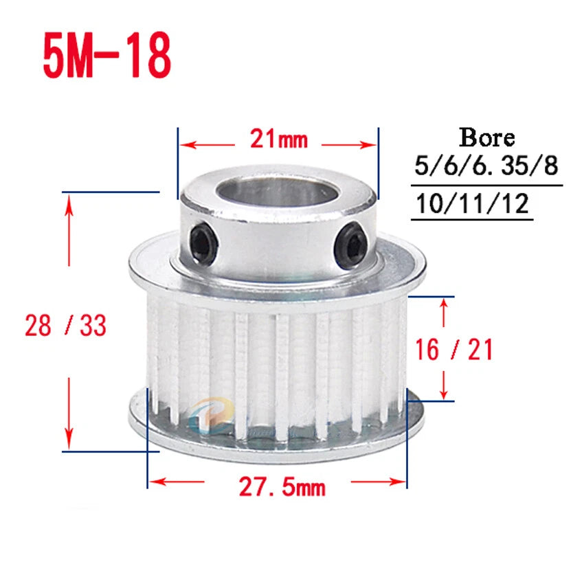 HTD-5M 10T-72T Timing Belt Pulley With Step Bore 5-25mm, For 20mm Width Belt