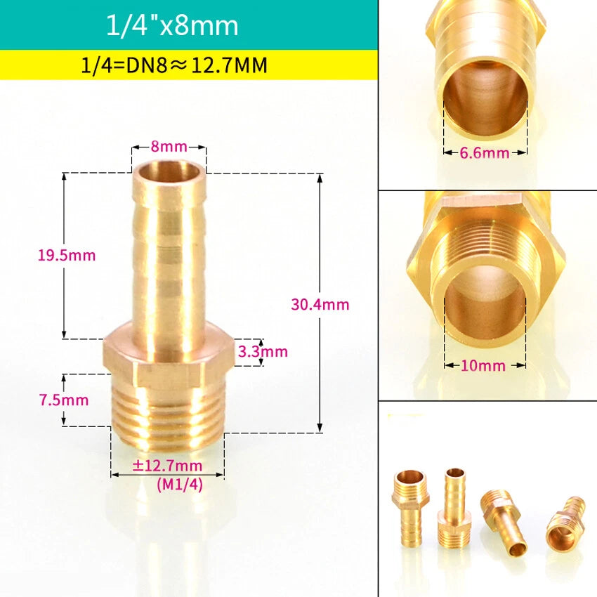 BSP Male & Female Thread Barb Hose Tail Connector — Air Fuel Water