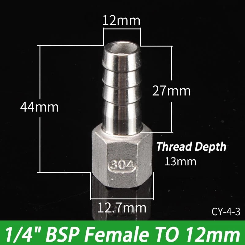 Stainless Steel Hosetails,Bsp Thread Hose Tail Barb Connector 1 8-1" Female Male