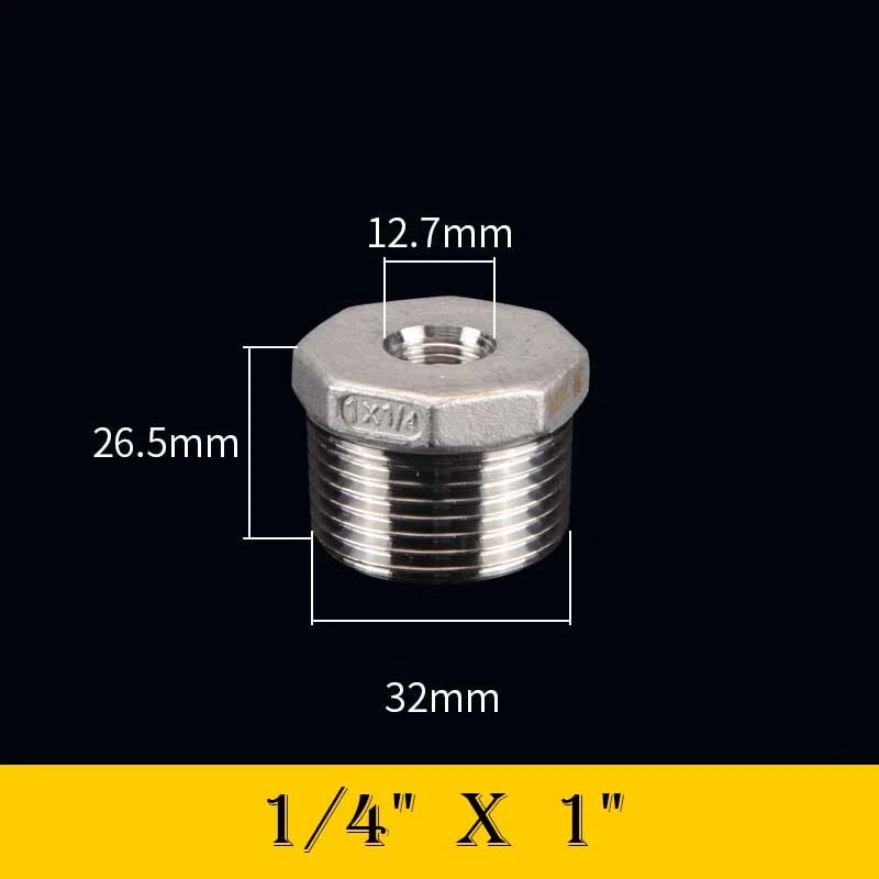304 Stainless Steel Reducing Bush Adaptor | Male to Female NPT Pipe Fitting