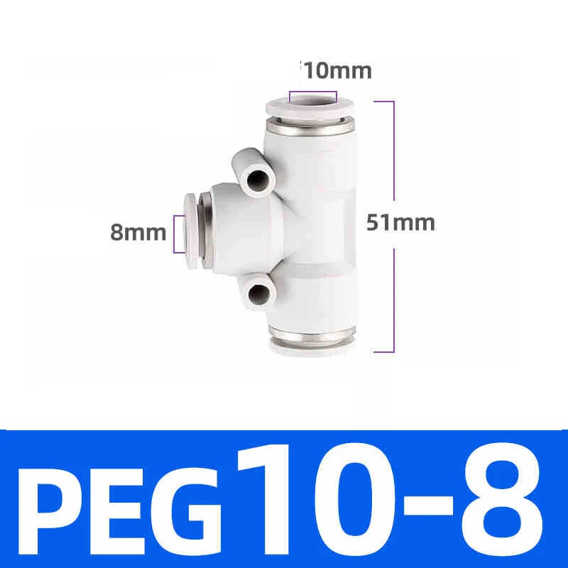 White Pneumatic Push Fit Connector Tube Pipe Joiner Air Water Lines Hose 4-16mm