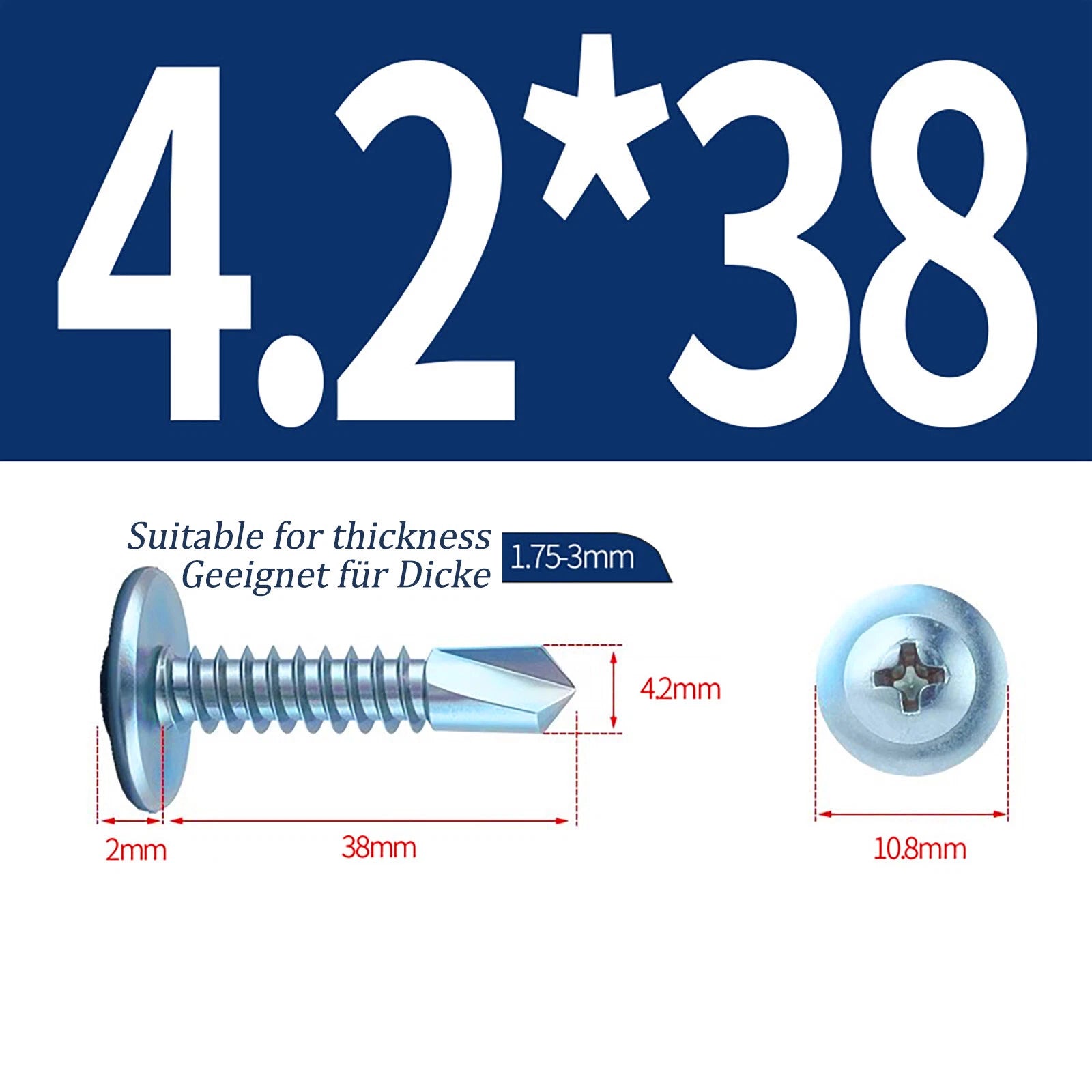 Self Drilling Wafer Head Screws – 304/410 Stainless & Galvanized Steel, M4.2 M4.8