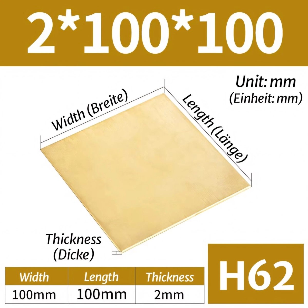 H62 Brass Sheet Various Sizes 2mm-8mm Thick Models making, Jewellery making - HomeDIYer