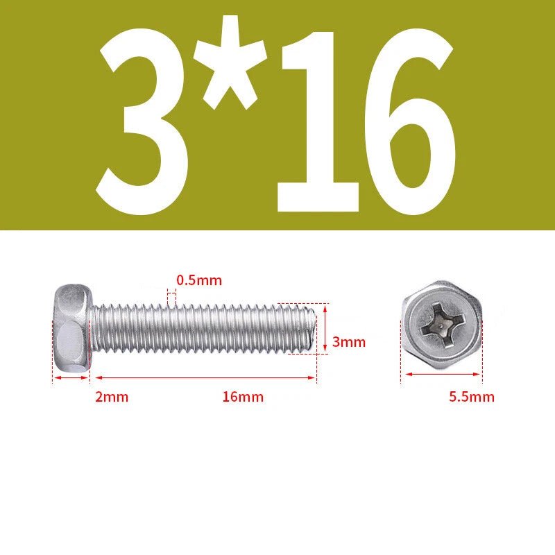 A2 Stainless Steel Hex Head Machine Screws – M3 M4 M5 M6 M8, Fully Threaded (304 Grade) - HomeDIYer