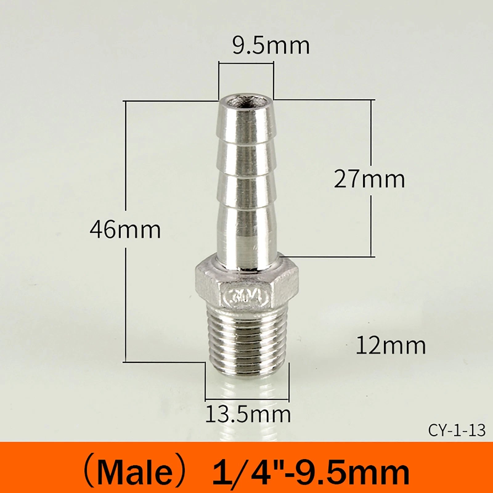 BSP Male Taper Thread x Hose Tail Adapter Fittings — Stainless Steel 304