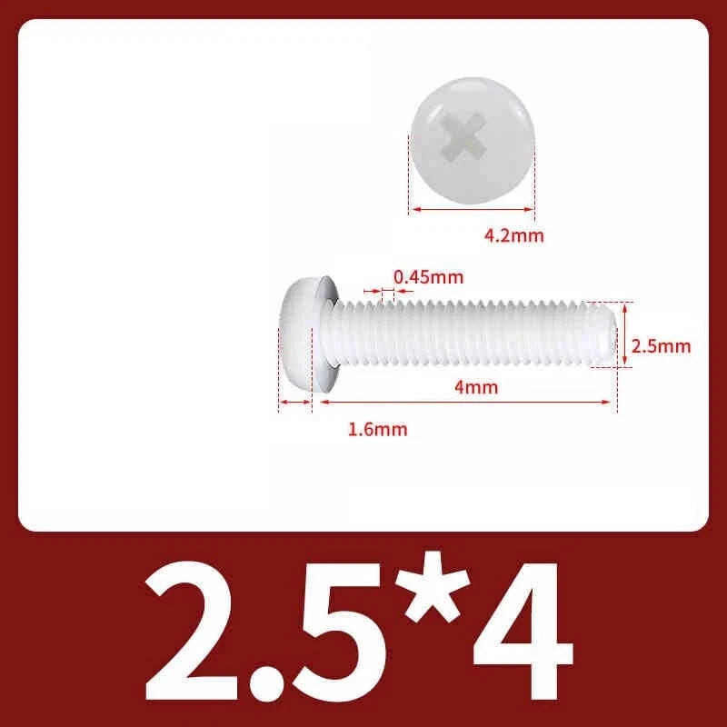 White Nylon Phillips Pan Head Machine Screws – M2 to M8, Non‑Conductive & Corrosion‑Free (PA66)