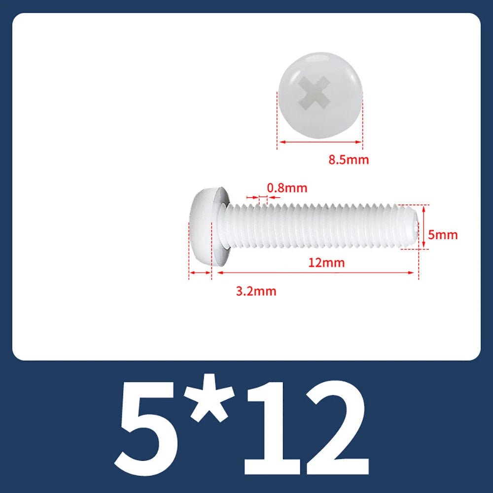 M5 M6 M8 Nylon Phillips Pan Head Machine Screws – Black & White - HomeDIYer