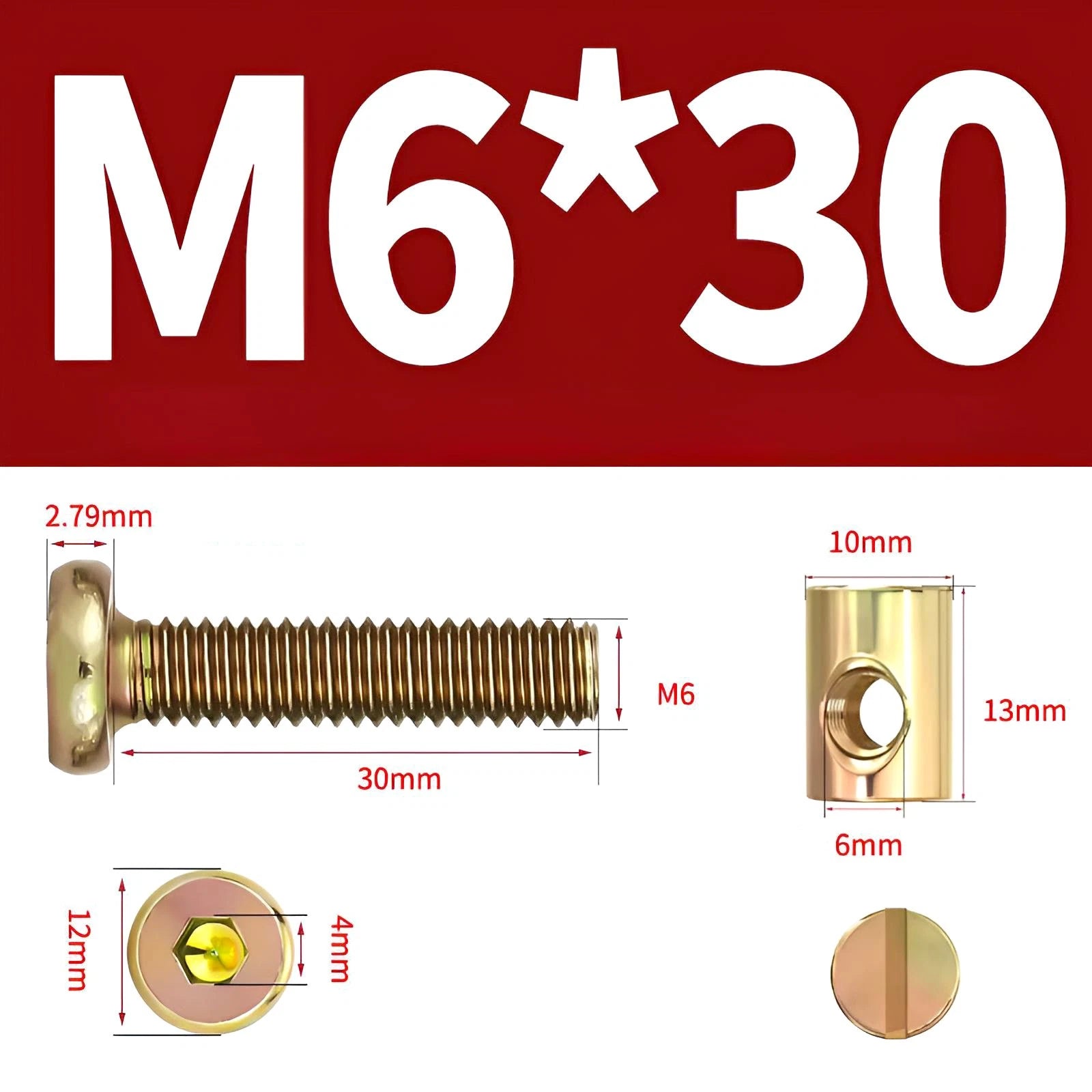 M6 M8 Galvanised Furniture Connecting Bolts with Barrel Nuts | Slotted & Phillips | 8mm–120mm