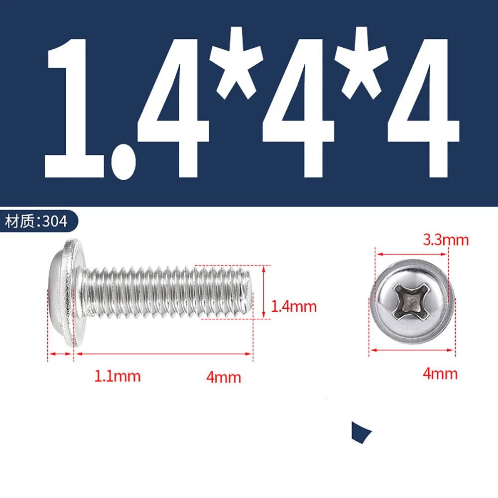 Phillips Flanged Button Head Screws M1.4–M6 | 304 Stainless Steel - HomeDIYer
