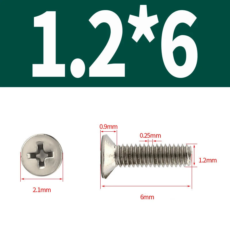 Phillips Machine Screws Countersunk Nickel Plated Steel DIN 965 Flat Head M1~M6